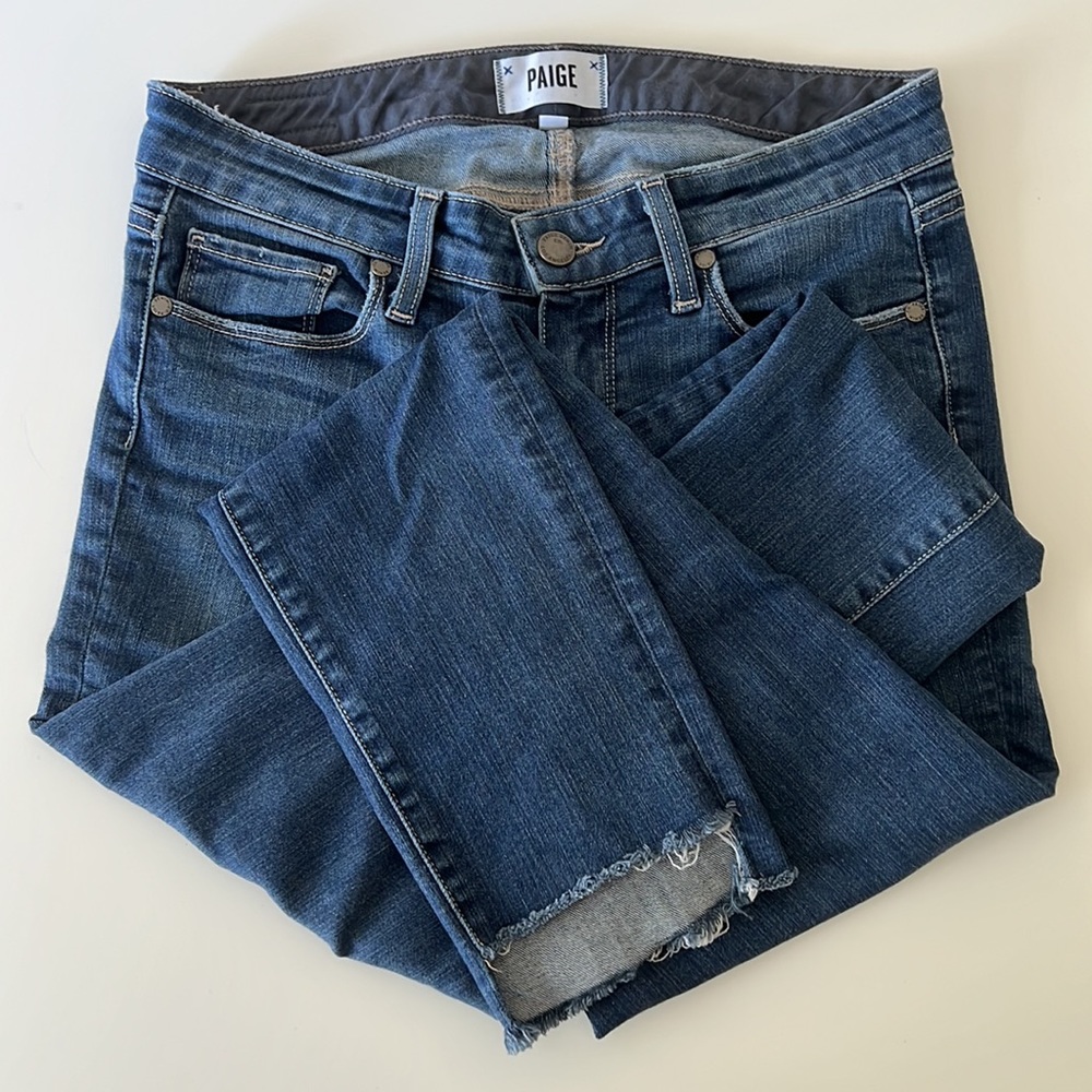 Paige Skyline Ankle Peg with shredded hem